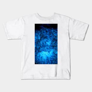 closeup of feathered dahlia bloom in shades of blue colours Kids T-Shirt